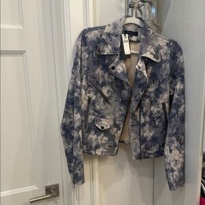 Elegant Floral Women's Leather Jacket